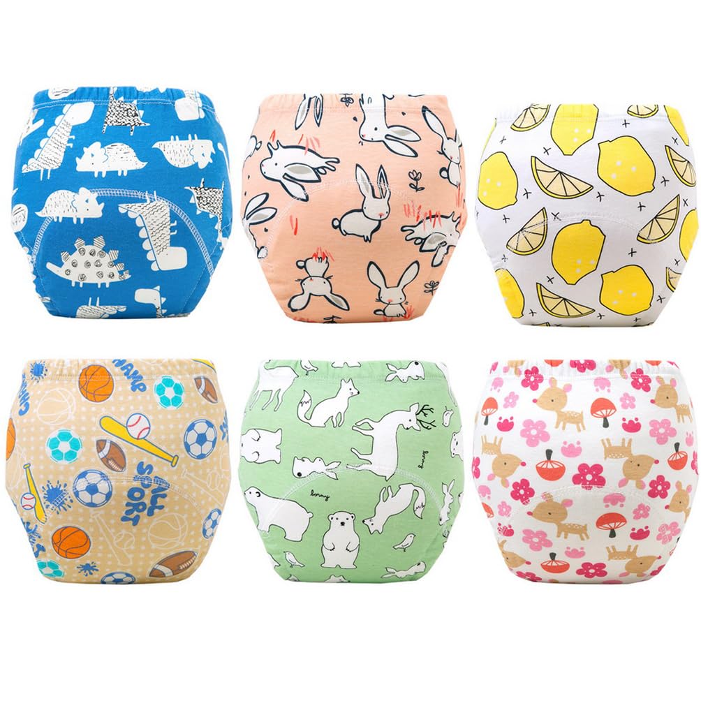 AOOPOO 6 Pack Potty Training Pants Waterproof Training Pants,Toddlers Training Pants for Girls,Reusable Potty Training Underwear Leakproof Toilet Training Pants