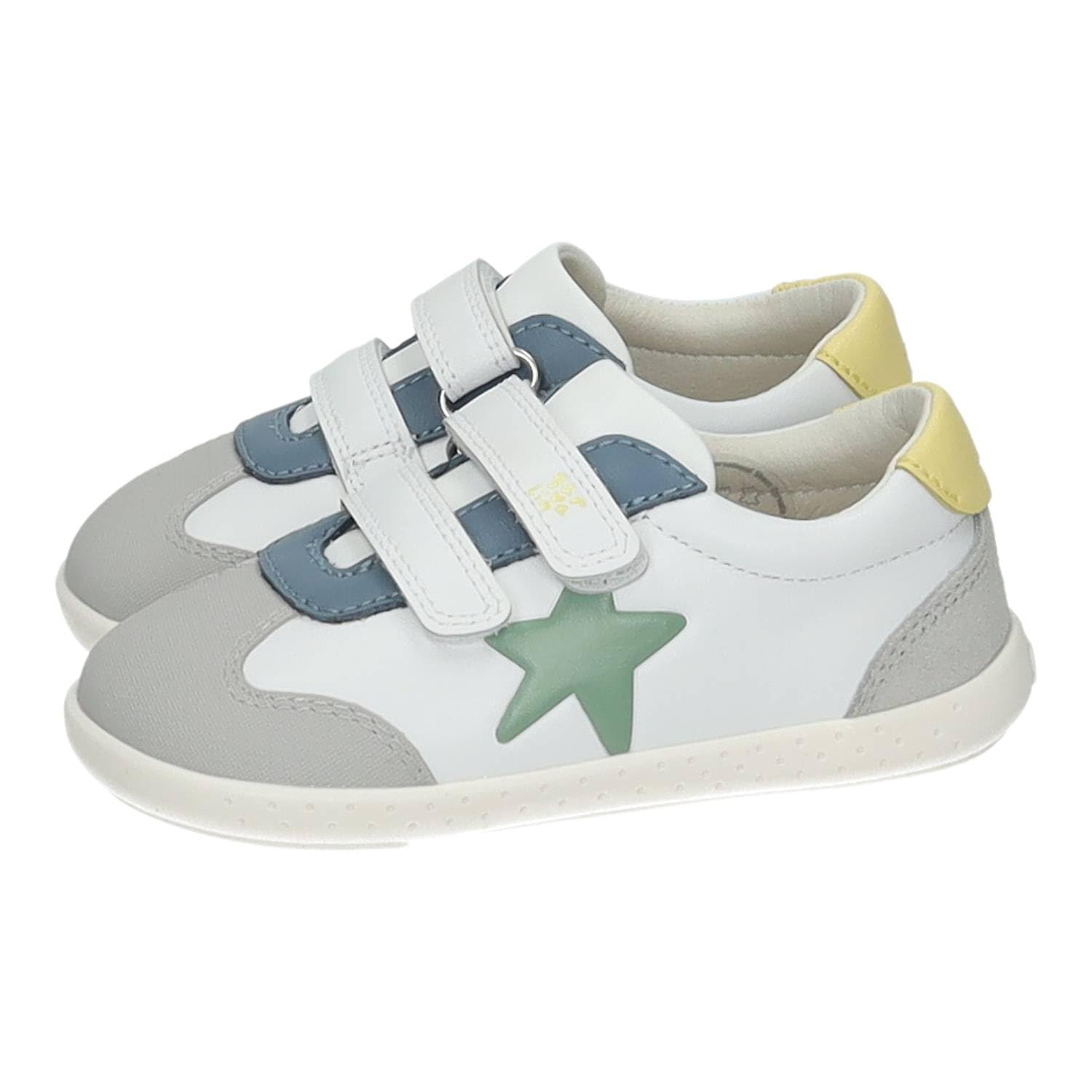 GARVALÍN 262320-C863 Calzado Respetuoso Barefoot Infantil con Doble Cinta Textil Adhesiva, Puntera Ancha y Suela Flexible Blanca Azul Gris NIÑO Deportivos