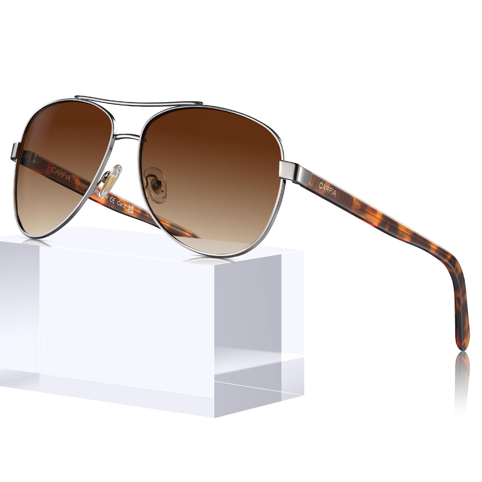 CARFIA Polarized Sunglasses for Women UV Protection Acetate Arms Metal Frame Woman's Shades CA3216