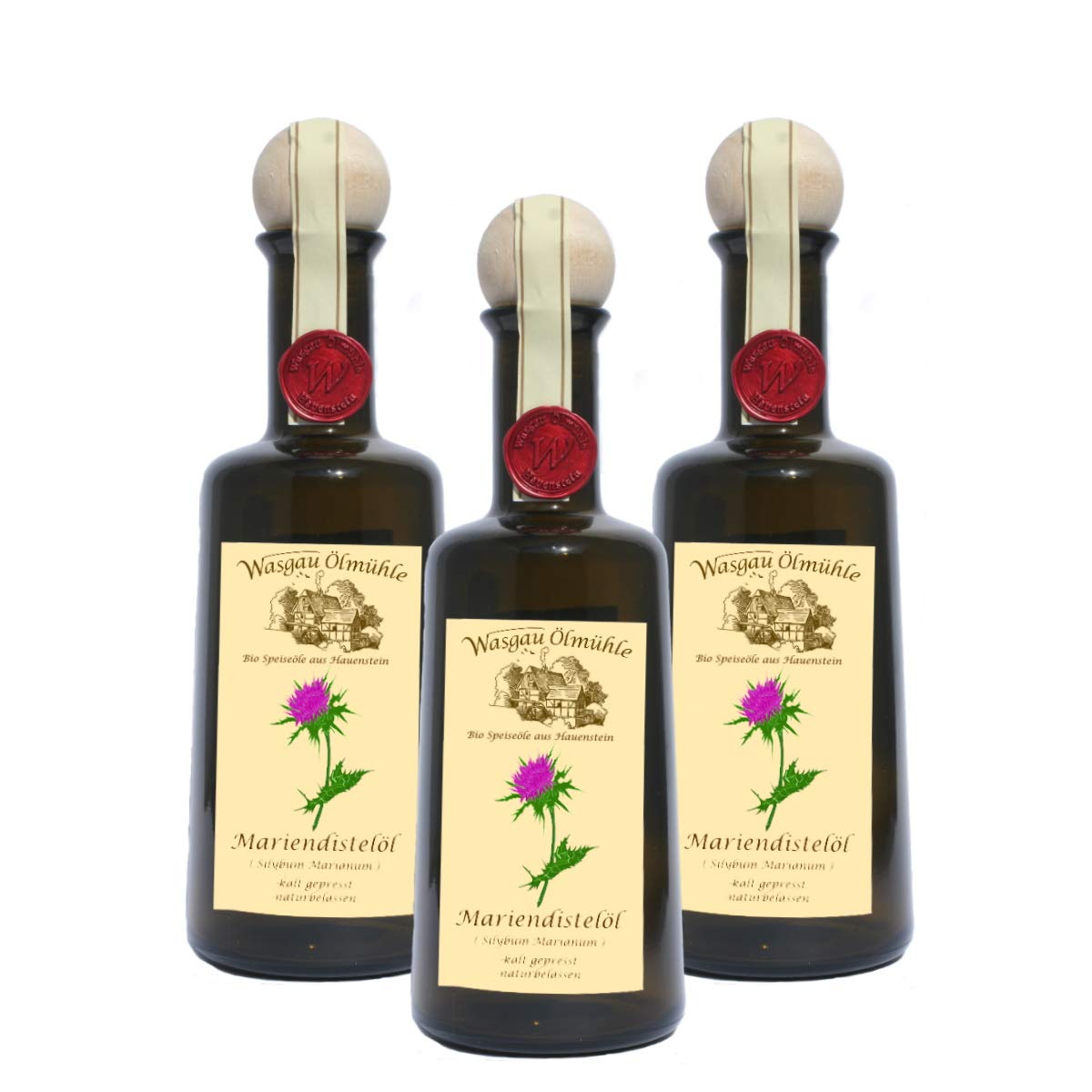 Wasgau Ölmühle- Bio Mariendistel Öl-3x500ml-kaltgepresst, naturbelassen