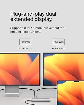 Belkin USB-C Hub 8 in 1 Dual Display