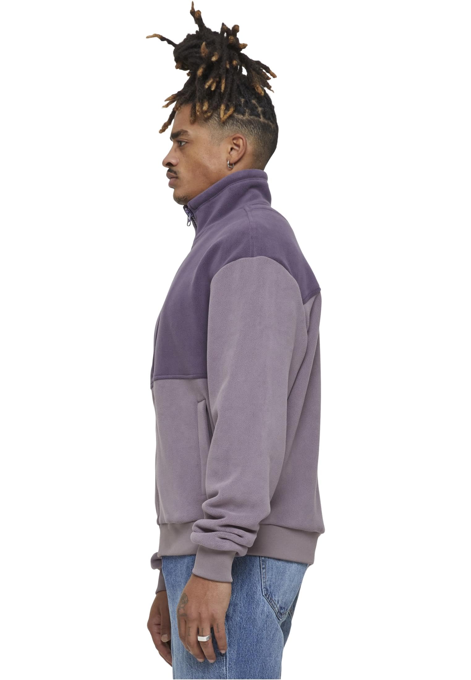 Urban Classics Męska kurtka przejściowa Colour Block Polar kurtka polarowa, lekka kurtka dla mężczyzn, dwukolorowa, krój regularny, purplenight/fadedpurple, 5XL