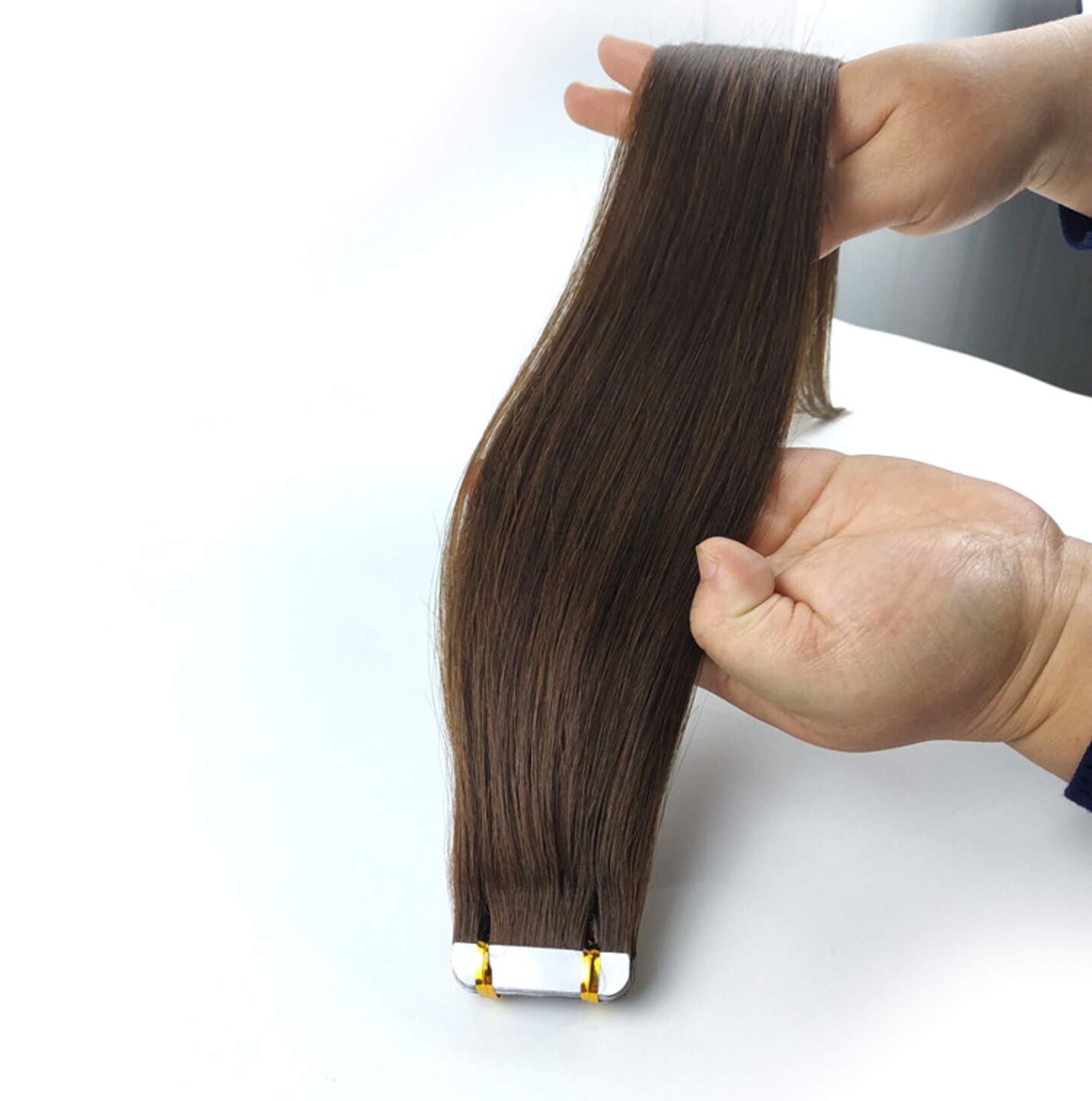 Nastro in estensione dei capelli umani, trama di pelle senza cuciture di capelli remy-seamless invisibile rivestimento in fase di nastro biadesivo, 20pcs 50g / pack,4#,30''/75cm