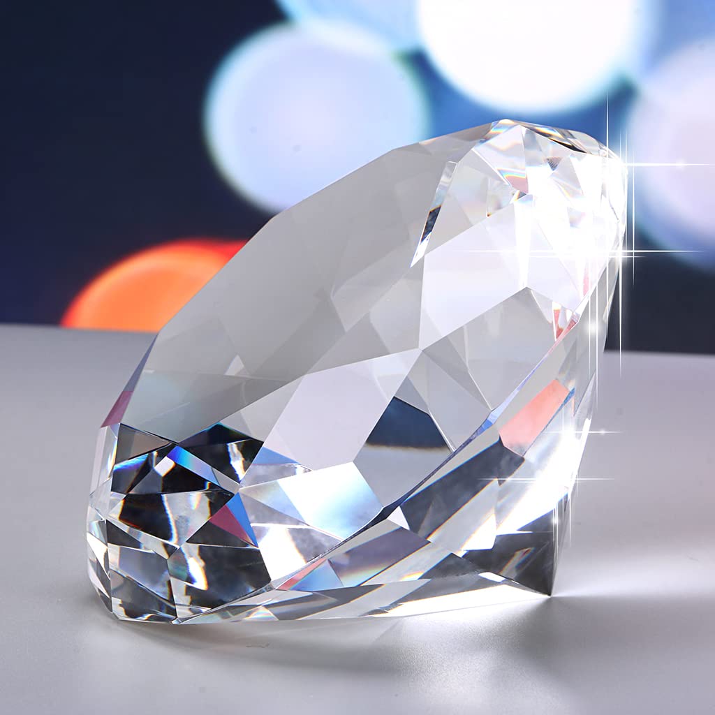 IGNPION Diamant en Verre Cristal Diamant Claire pour Photographie, Presse-Papier,Décoration (100mm)