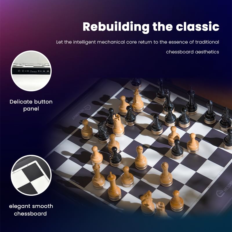 Image of Chessnut Move - Robotic Chessboard with Plastic Pieces, Self-Moving Pieces Simultaneously, Full Piece Recognition, Built-in Chess Engine, Voice Control & Video Integration