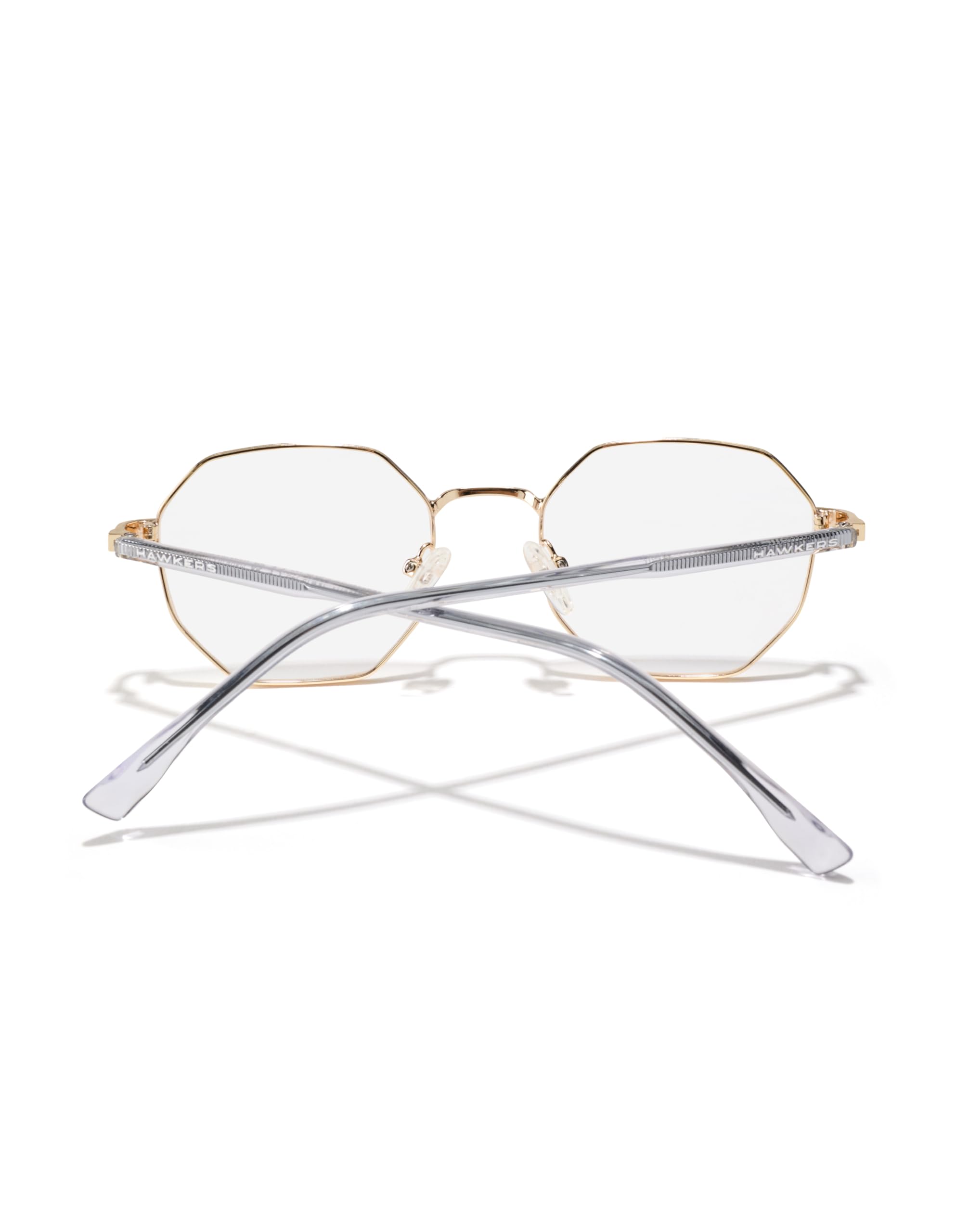 HAWKERS Brille mit Sehstärke für Herren und Damen optional mit Sonnenbrillentönung oder Blaulichtfilter, Sechseckig, gefertigt aus Metall (inklusive Brillenetui)