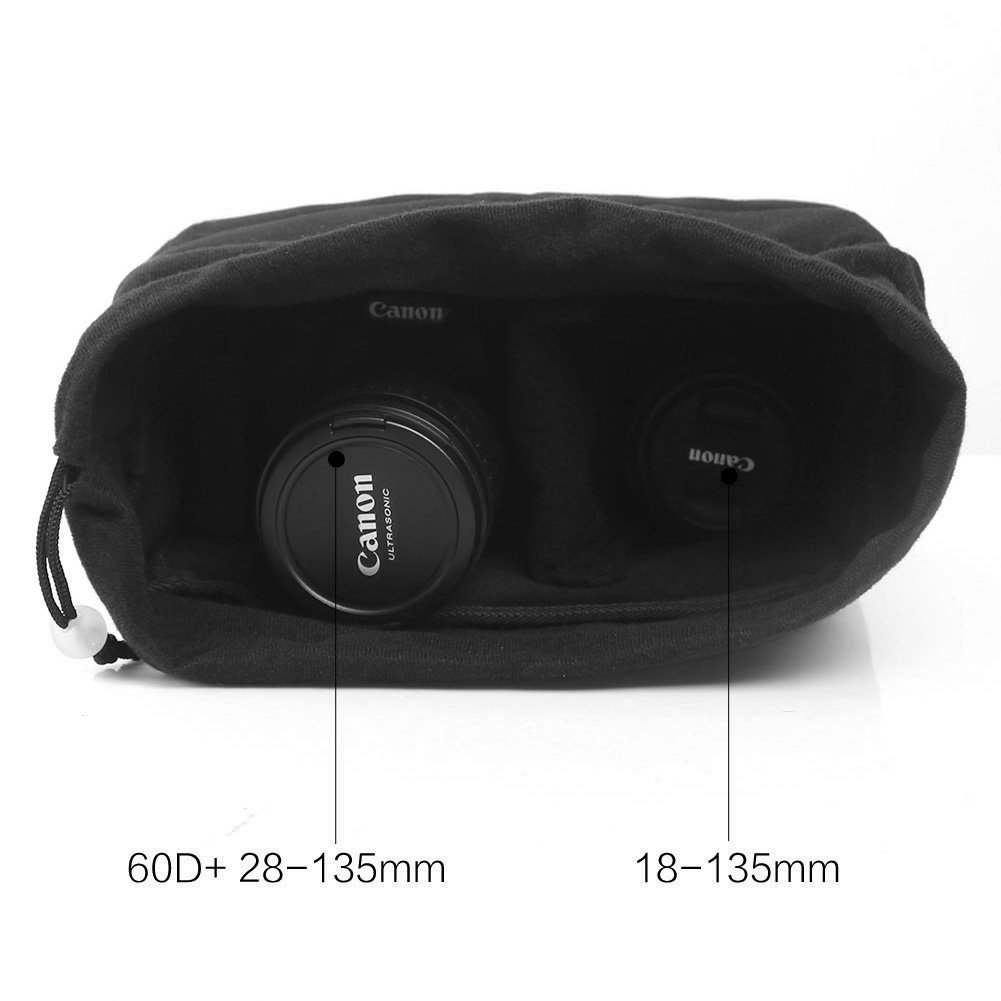 Koolertron Etui ochronne na aparat fotograficzny, wodoszczelne, odporne na wstrząsy, wyściełane kieszenie na aparat fotograficzny z wyściełaną wkładką do Sony Canon, Nikon DSLR lub Flash Light (czarny