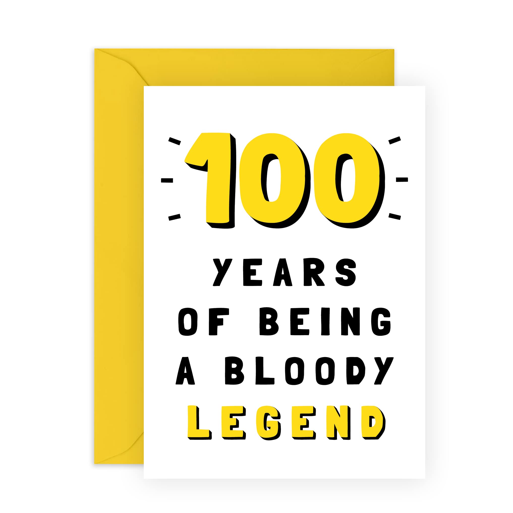 CENTRAL 23100th Birthday Card For Grandpa - '100 Years Bloody Legend' - Centennial Cards For Men And Women - Age One Hundred - Comes With Fun Stickers - Made In UK