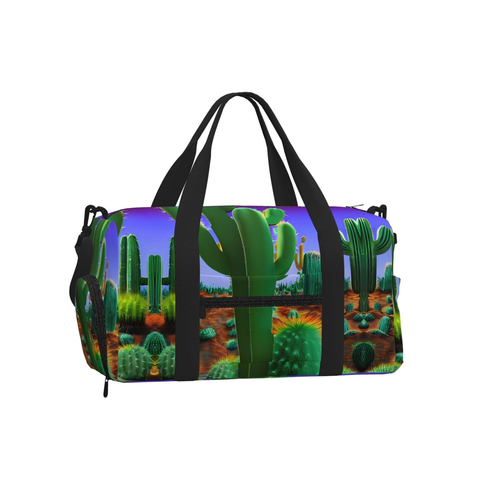 Bolsa de equipaje deportiva cruzada con asas y estampado de cactus 8