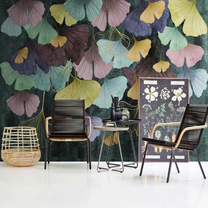 Décoration peinture murale feuille nordique design haut de gamme