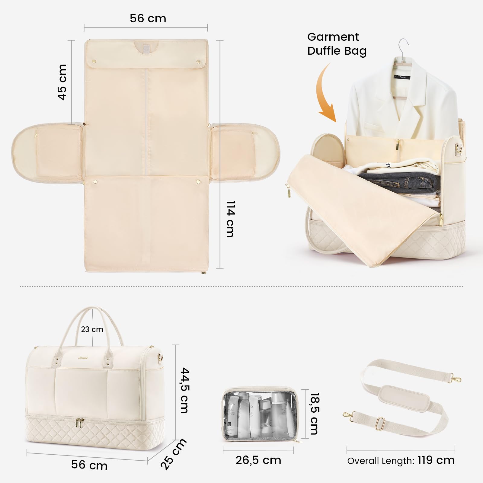 LOVEVOOK Bolsa de viaje, bolsa de traje, bolsa de ropa, bolsa de fin de semana, para hombre y mujer,