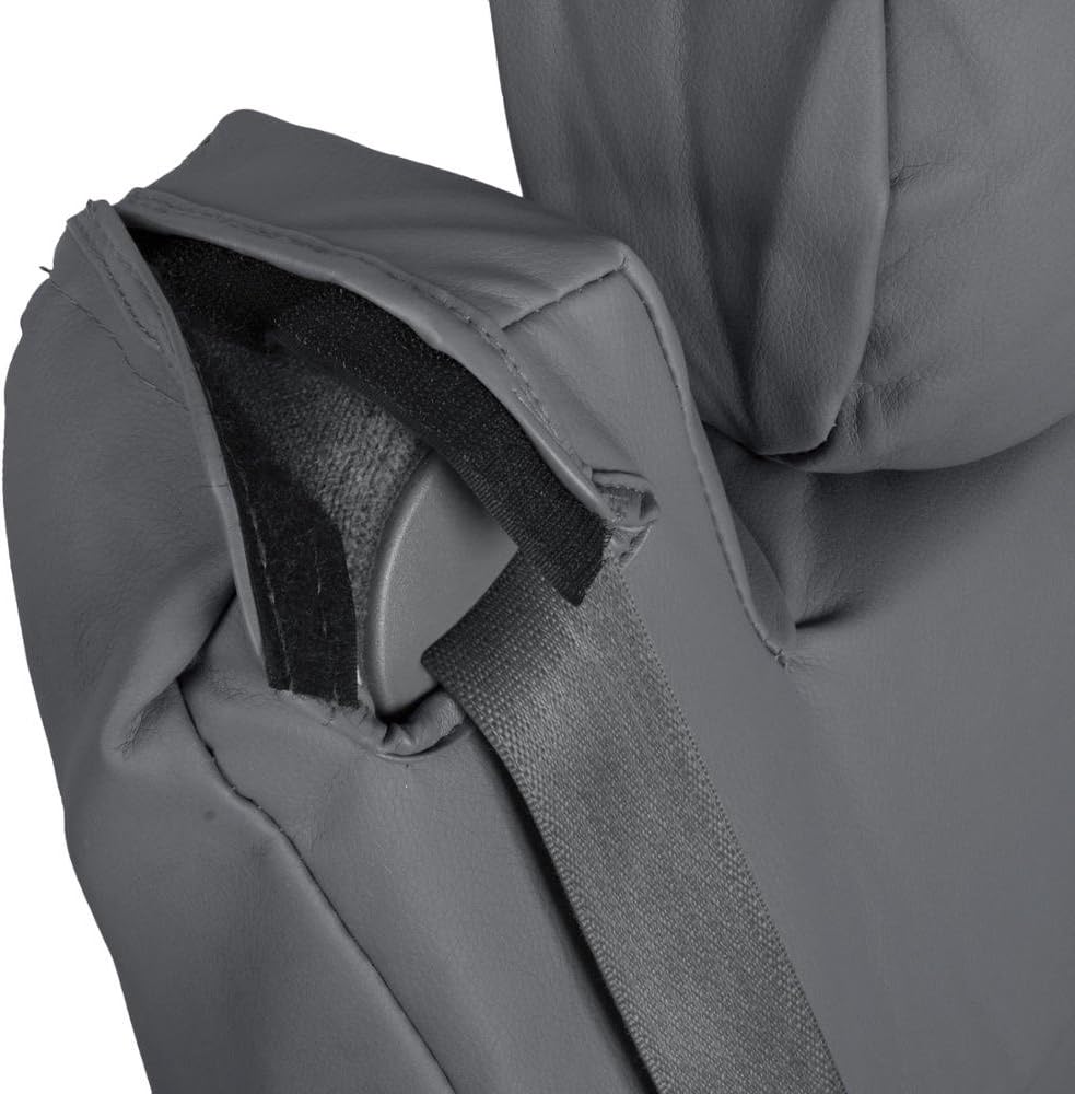 BDK Gray Leather Seat Covers for Trucks and SUV - Designed for Vehicles with Side Armrest & Integrated Seatbelt, Premium Leatherette, Semi-Custom Fit Truck SUV Seat Covers