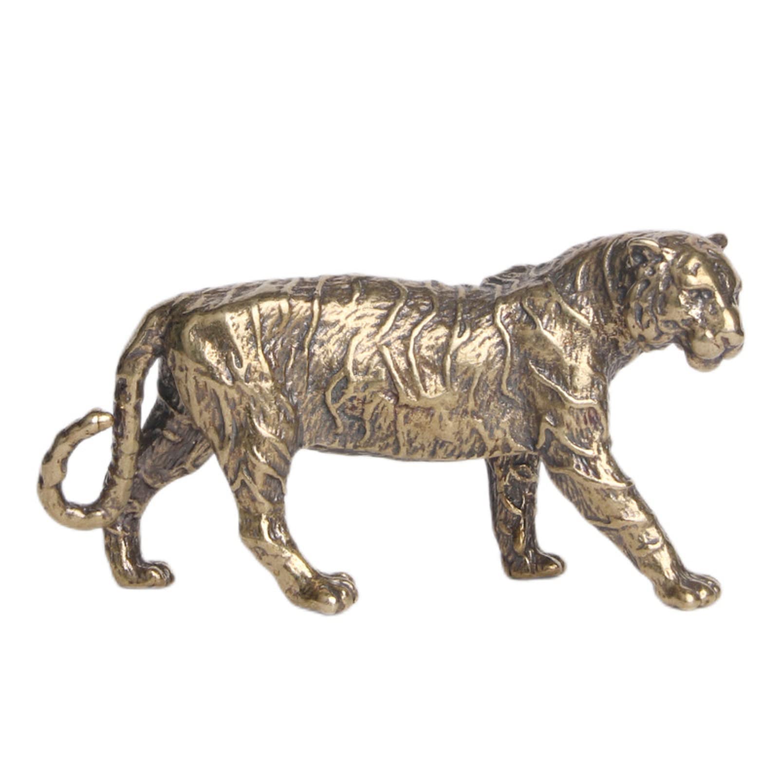 NGDFGR Solid Copper Simulated Tigers Figurine, Brass Vintage Zodiac Tiger Model Statue Sculpture Office Home Study Desk Garden Bonsai Decoration