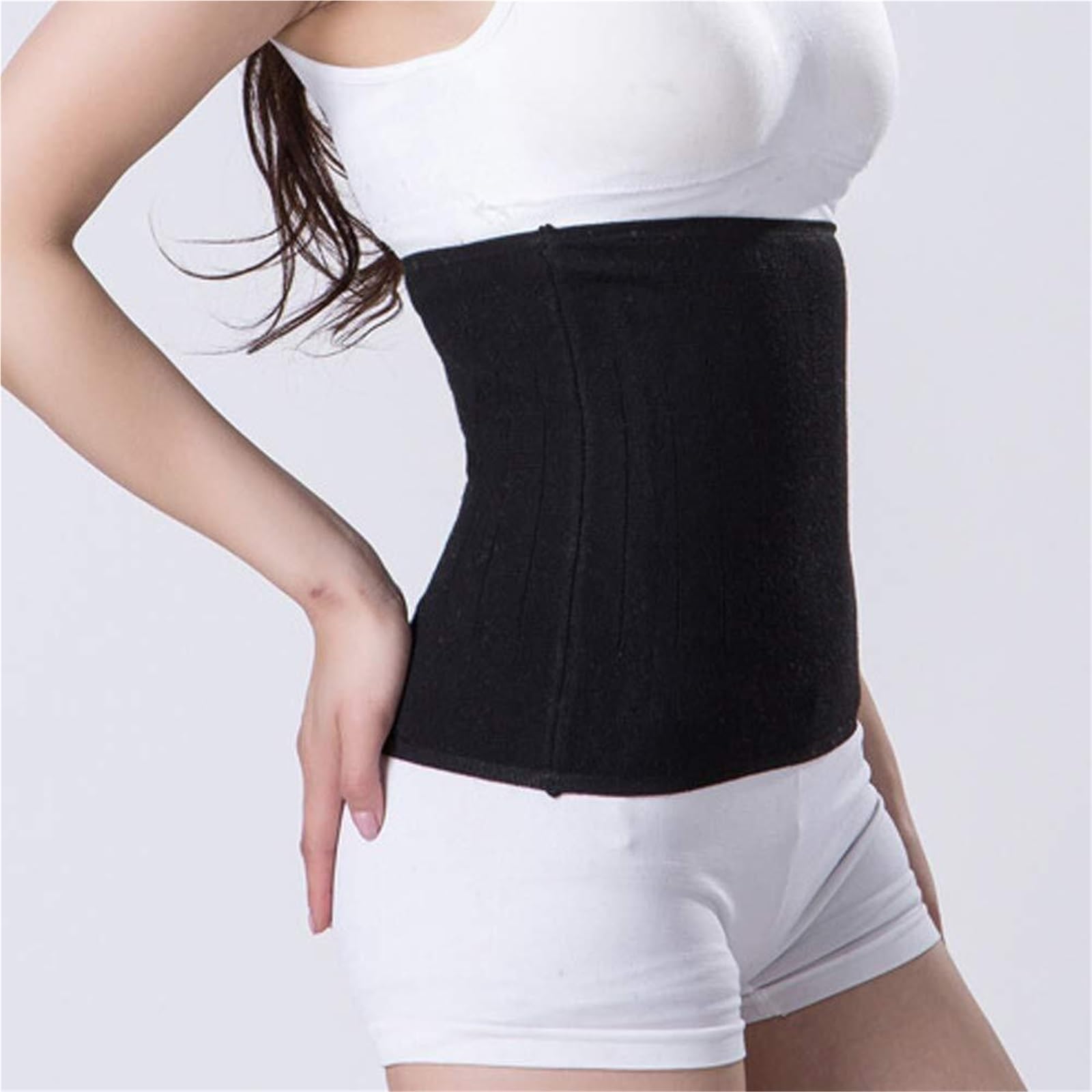 Faja Lumbar Cinturón cálido for Hombres y Mujeres, cinturón de compresión, Transpirable de Punto Cinturón Apoyo Lumbar(Black)