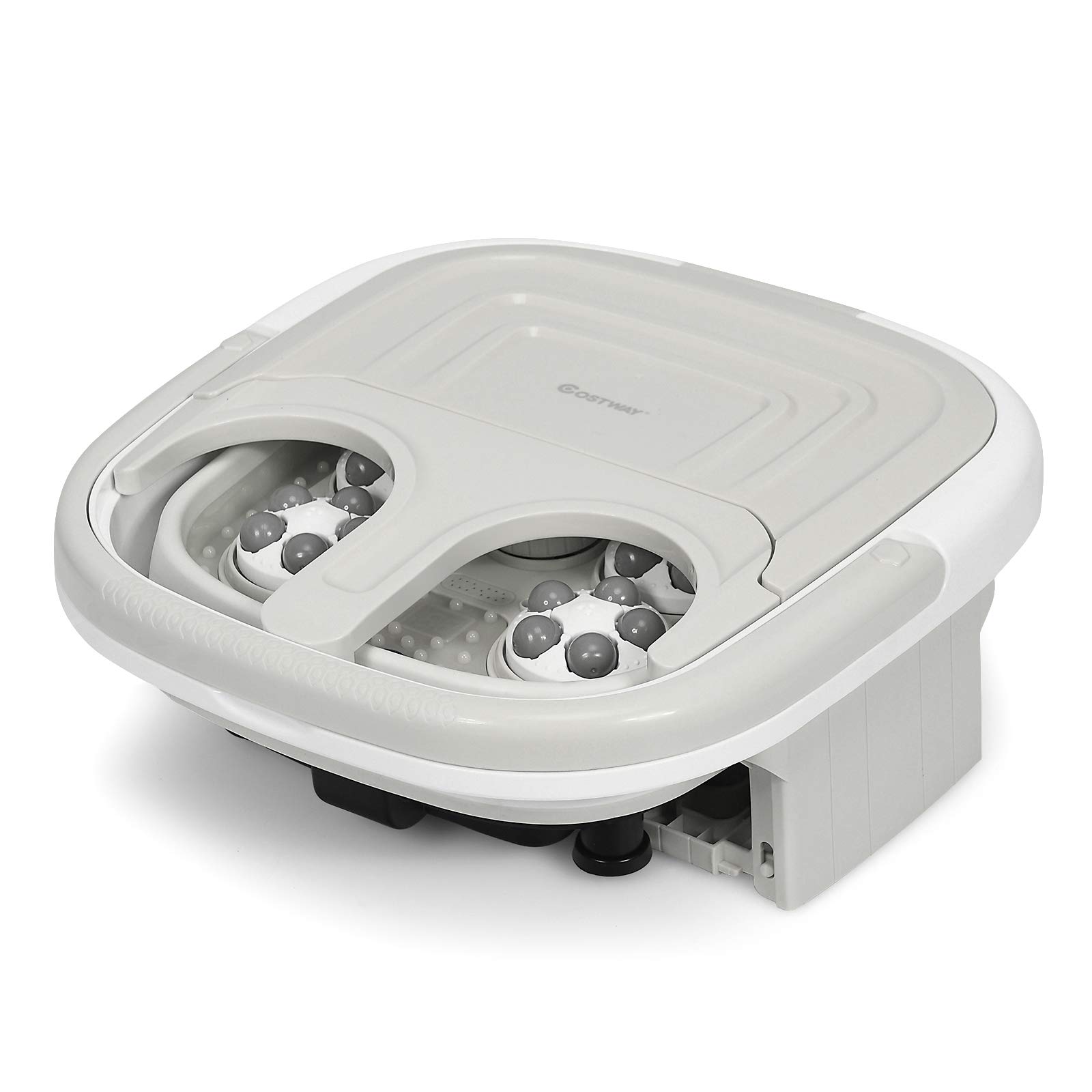 COSTWAY Fußbad Massagegerät klappbar, Elektrische Fußbadewanne Heizung Shiatsu Rollen Fußmassage Spa / 10-60min Timer / 36-48℃ / 500W / Fernbedienung (Grau)
