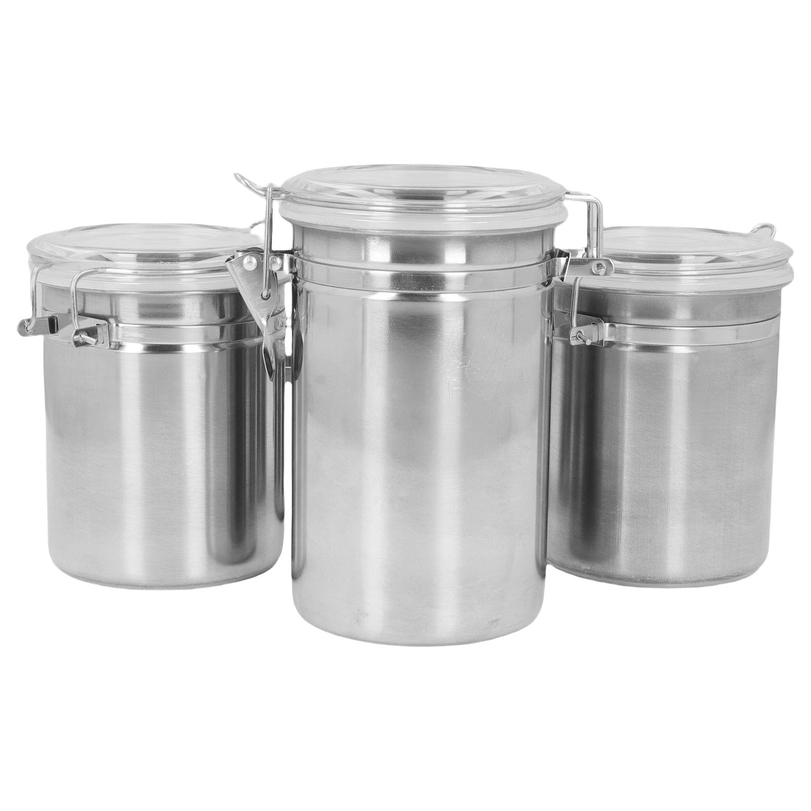 Set di contenitori per alimenti ermetici in acciaio inossidabile di 4 contenitori sigillati durevoli per l'organizzazione della dispensa della di caffè, tè, latte in polvere