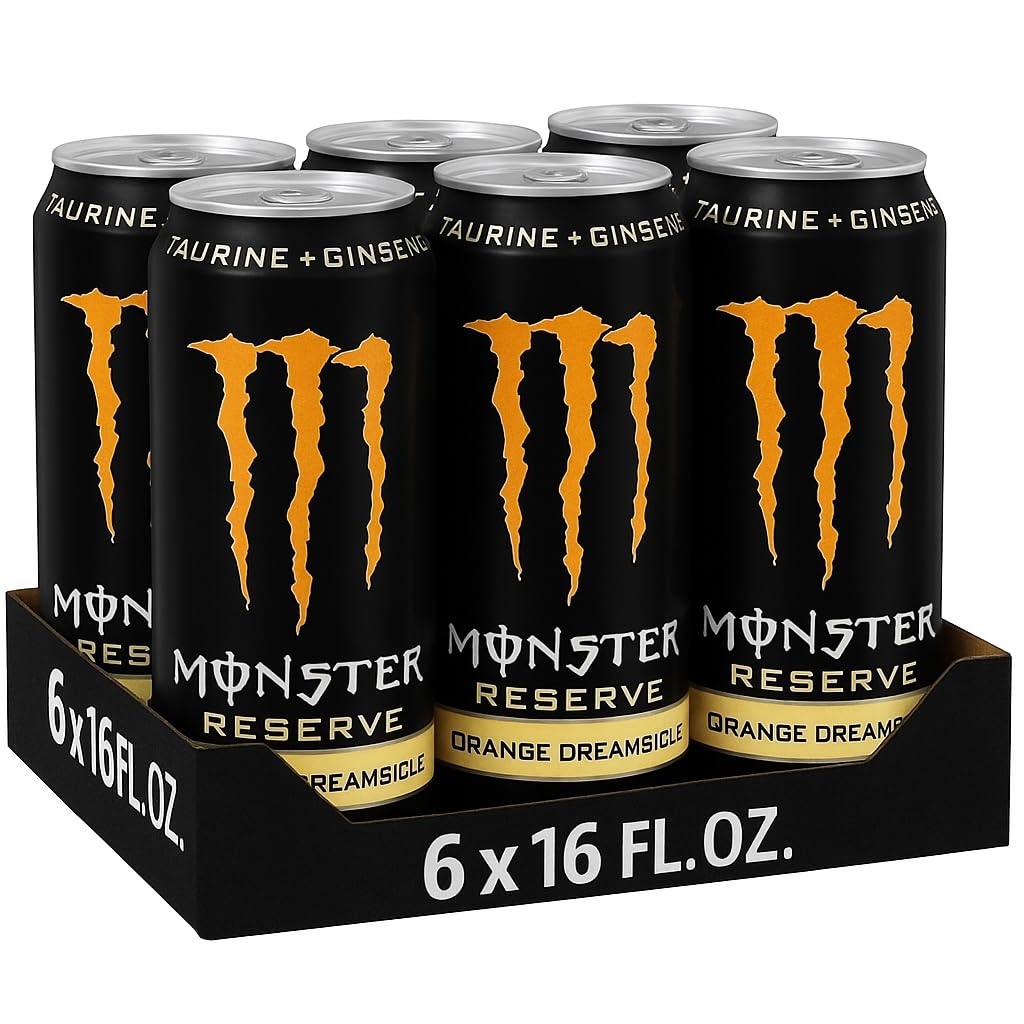 Monster Energy Reserve Orange Dreamsicle, 500ml (Pack of 6) | Smooth Creamy Orange Flavor | Taurine + Ginseng | Carbonated Energy Drink for Refreshing Boost | (Imported USA)-image-27