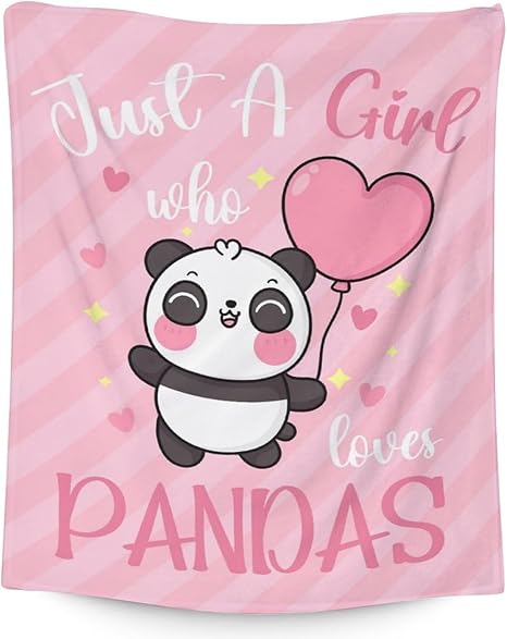 Panda Blanket Gifts - 60"x80" Cute Throw Blanket for Kids, Adults - Pink Soft Fuzzy Blankets for Bed, Couch & Living Room