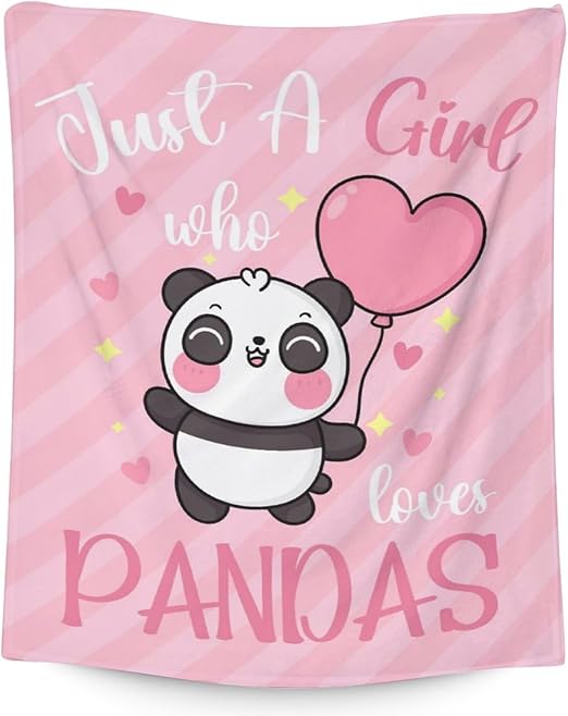 Panda Blanket Gifts - 60"x80" Cute Throw Blanket for Kids, Adults - Pink Soft Fuzzy Blankets for Bed, Couch & Living Room