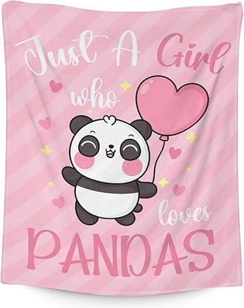 Panda Blanket Gifts - 60"x80" Cute Throw Blanket for Kids, Adults - Pink Soft Fuzzy Blankets for Bed, Couch & Living Room