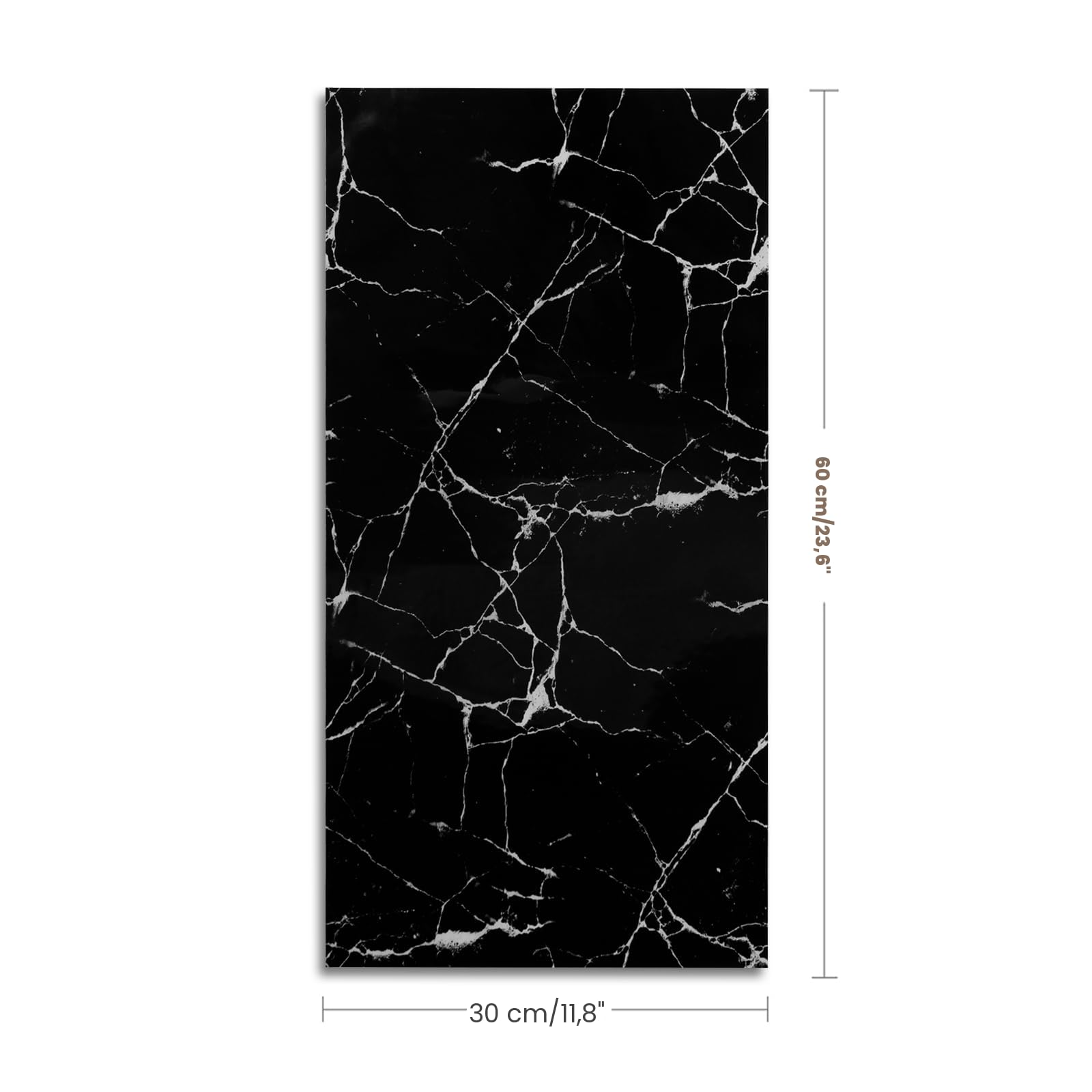 Azulejos de cocina autoadhesivos, 10 unidades, 60 x 30 cm, revestimiento de pared, autoadhesivo, PVC, diseño de mármol negro