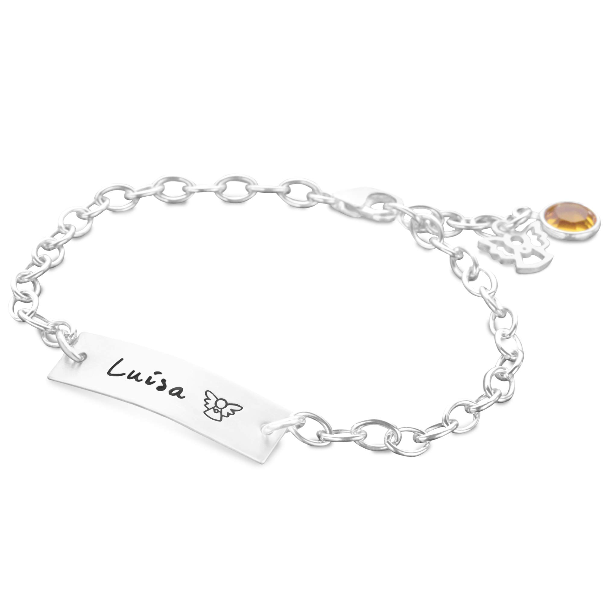 Taufarmband Mädchen Gravur echt Silber ENGELCHEN 925 Armband Taufe Namen ID Armband Kinderschmuck