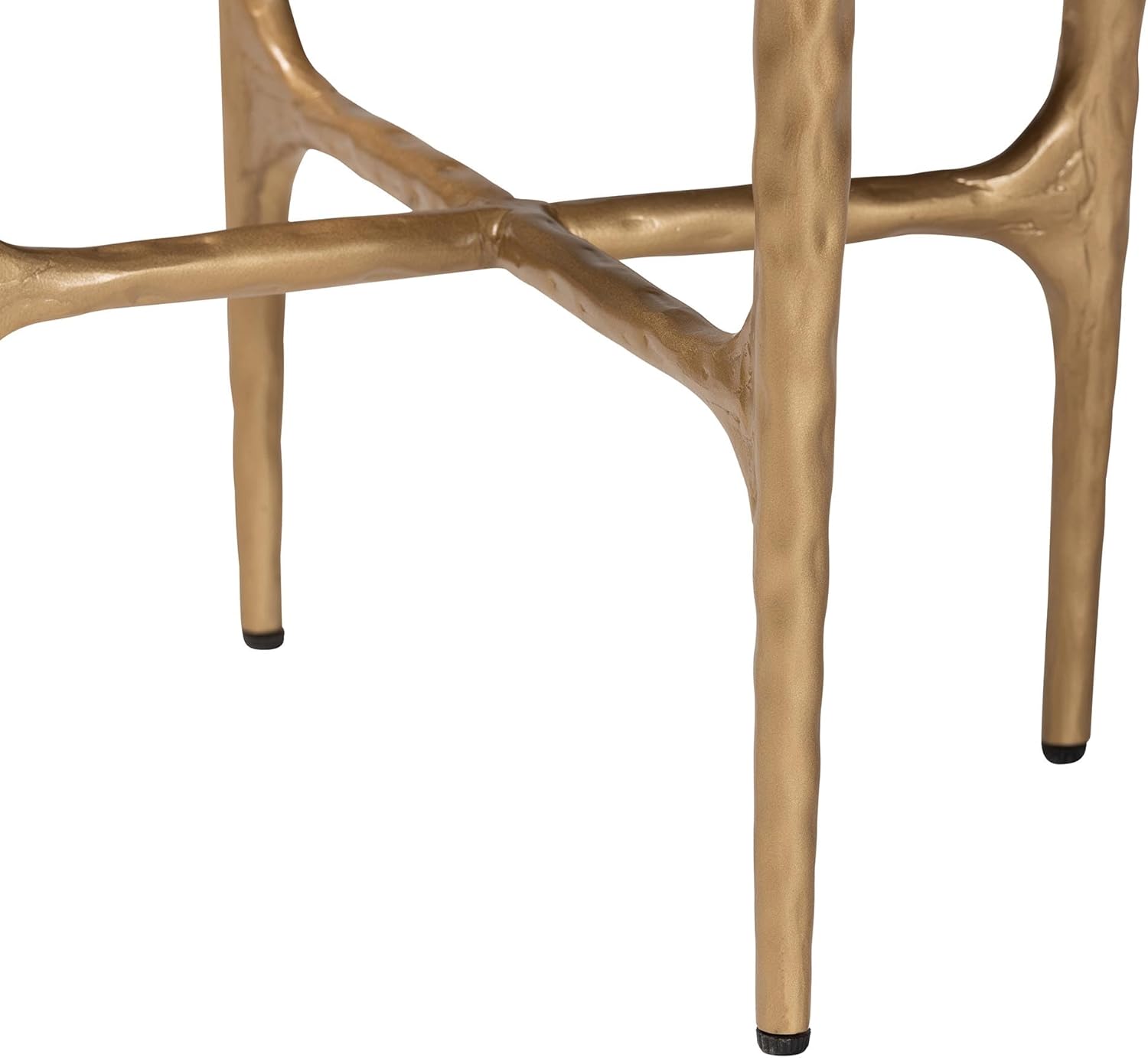 Baxton Studio Akanji Marble End Table - Modern Rustic Accent Table with Hand-Forged Metal Frame for Living Room or Seating Areas, Round