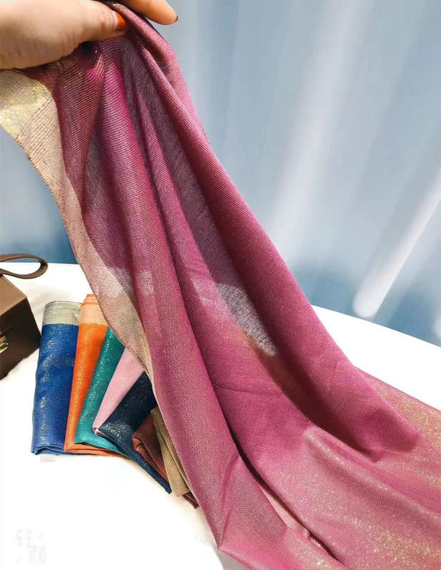 Women'S Scarf Wrap Muslim Hijab Headband Soft Lightweight Shawl （Gold Metal Color）Thread 35"x 35"3