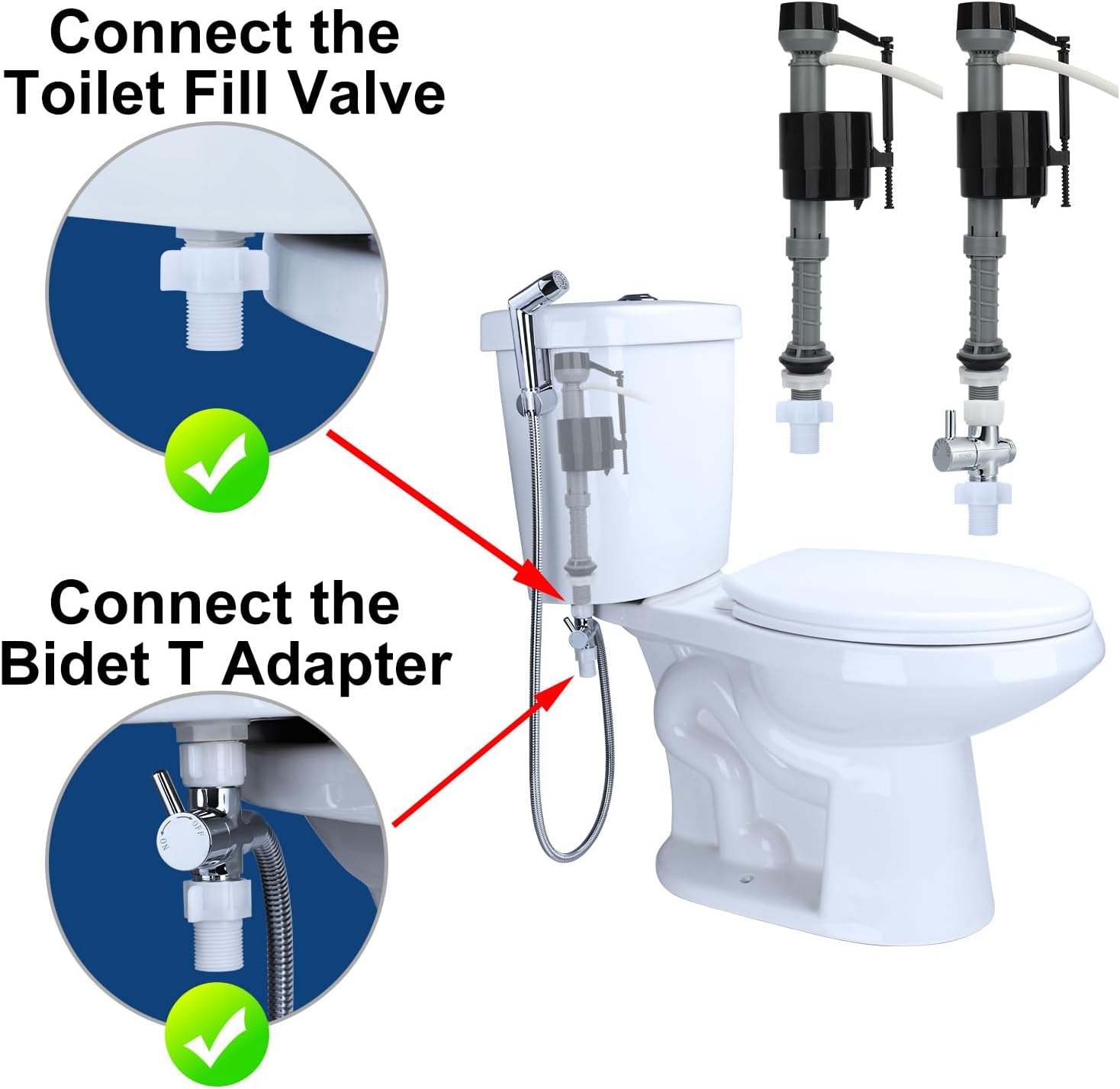 YUHX 7/8" Toilet Water Filter Screen Adapter (2 PCS) for 7/8 Toilet Tank Fill Valve and Bidet T Connector, 7/8 inch Male to 7/8 inch Female with Built-In Filter