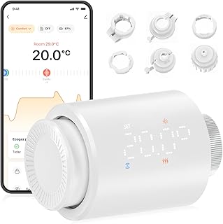 Smartes Blu Heizkörperthermostat mit App, Digitaler Heizungsthermostat programmierbar zur einfachen DIY-Nachrüstung, Heizungsregler zum Energiesparen & zur individuellen Heizungssteuerung