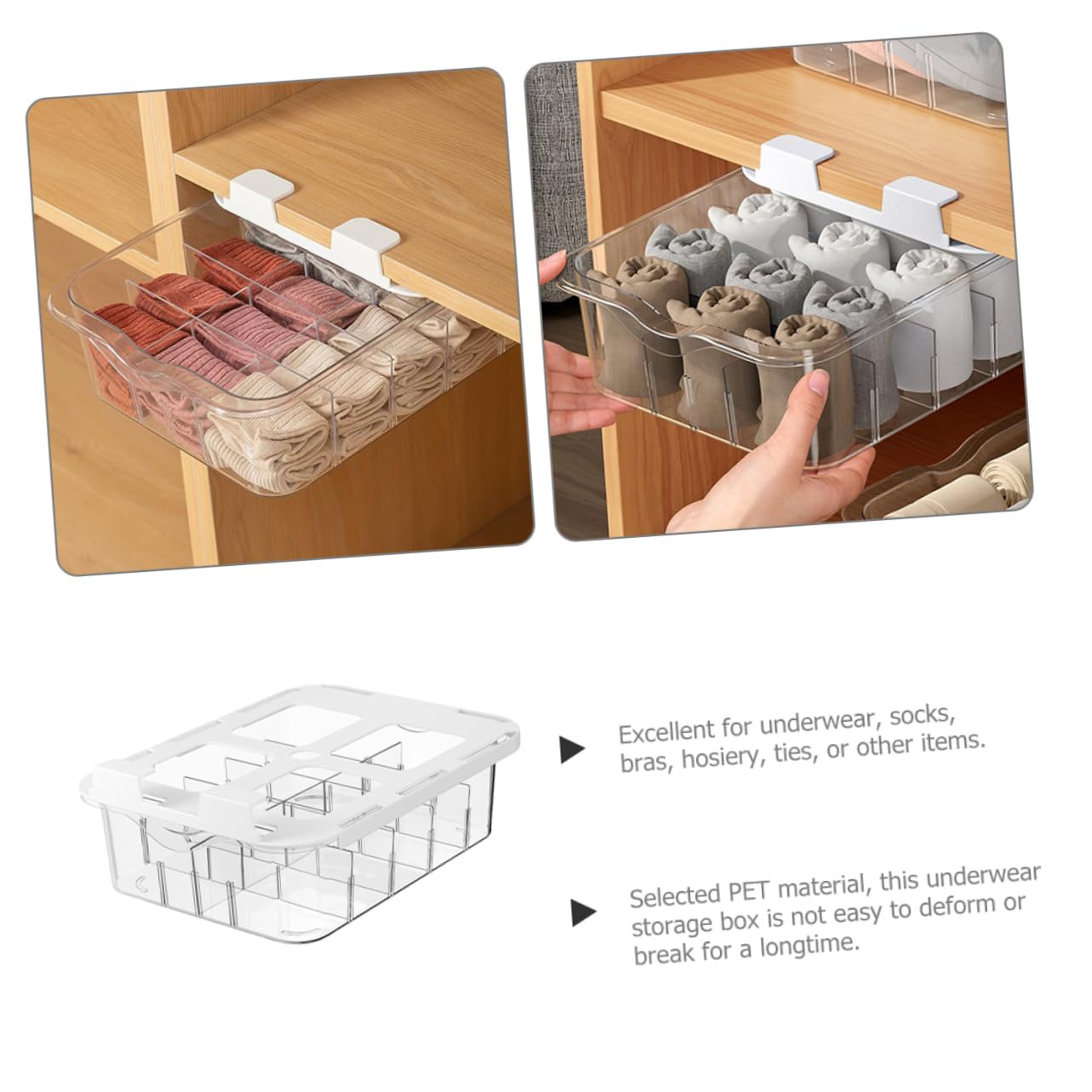 Alipis Sockenorganizer Schublade Aufbewahrungsbox Für Socken Trennbox Multifunktionaler Schrank Organizer Deckel Design
