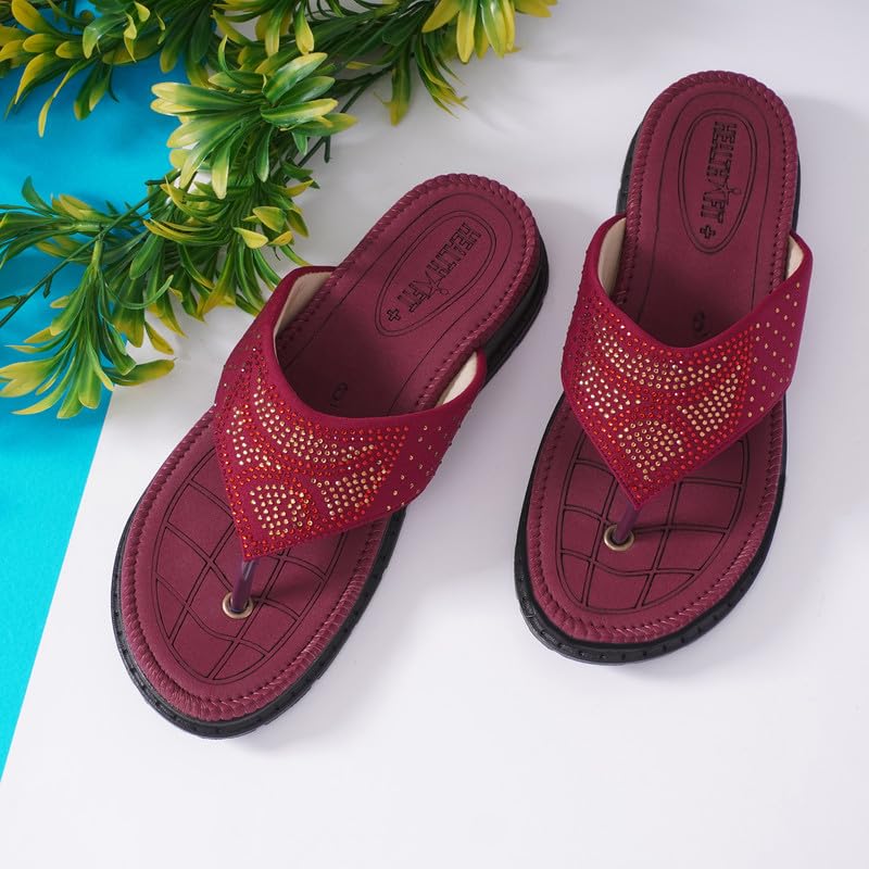 Image of HEALTH FIT Diabetic & Orthopedic with Super Extra Soft Ortho Care Anti-Skid Doubleu Flip-Flops for women Slippers /Doctor Chappal & Footwear HF329