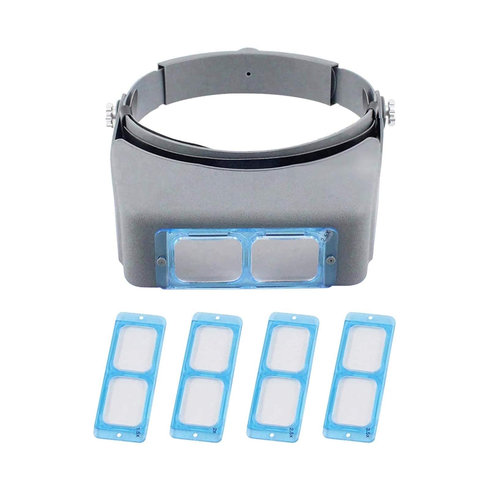 asdchZen Headband Magnifier,Head Mountlighted Magnifying Glasses,Head Wearing Magnifying Glass Loupe 1.5X / 2X / 2.5X / 3.5X Magnifications Glasses Double Lens Head-Mounted Headband Re
