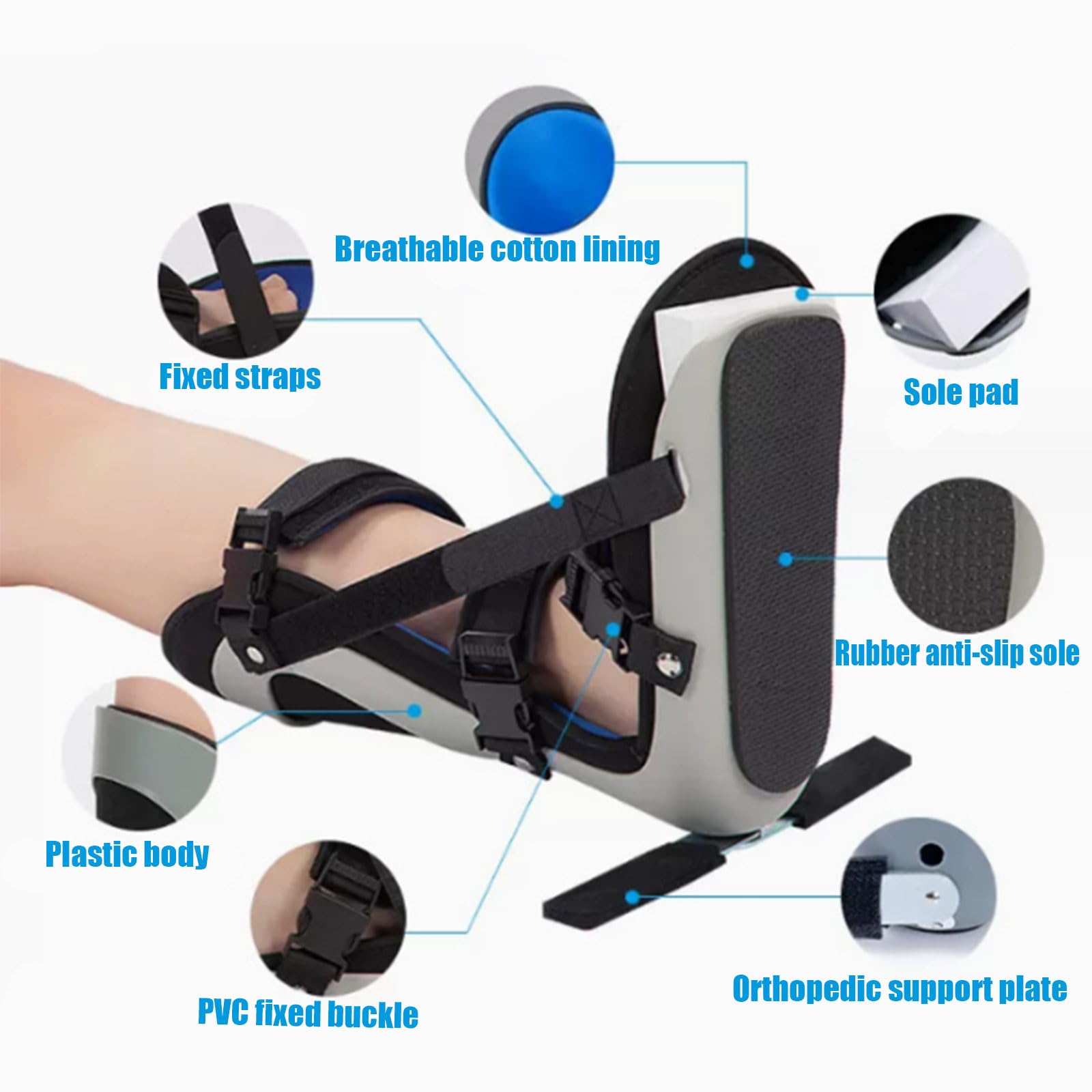 HUANGJUN Férula Nocturna para Fascitis Plantar Ajustable, Soporte para Tendinitis De Aquiles para Fascia, Tendón Y Recuperación Postoperatoria para Hombres Y Mujeres,B,M