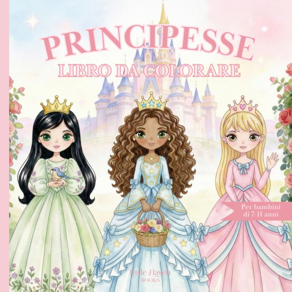 Principesse da colorare: Libro da colorare delle principesse per bambine di 7-11 anni