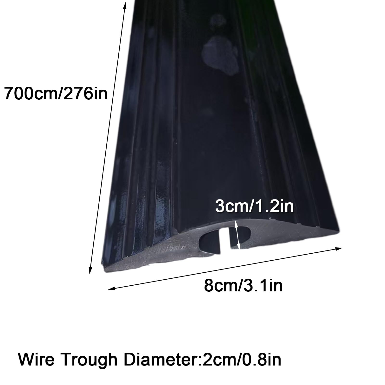 Canaleta Cables Suelo, Pasacables de Suelos, Orificio de Goma de 2 Cm, Capacidad de Carga 1 T, Apto para Almacenes de Carretera(700x8x3cm/276x3.1x1.2in)