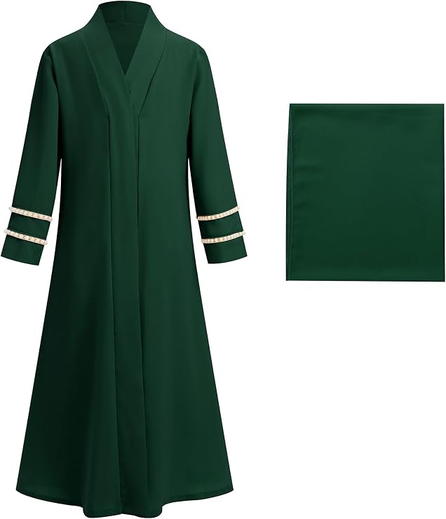 IDOPIP Muslim Dress for Girls Islamic Prayer Abaya Long Sleeve Cardigan Kaftan Robe Dresses with Hijab Ramadan Dubai Outfits