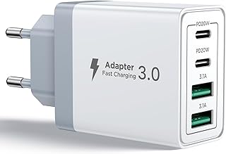 Aioneus Chargeur USB C, 40W 4 Port Prise USBC Chargeur Rapide iPhone, Multi Secteur PD+QC 3.1A Type C Adaptateur pour iPhone 17 16 15 14 13 12 Pro Max X XS XR 8 7 6S Plus Mini SE, iPad,Samsung Galaxy