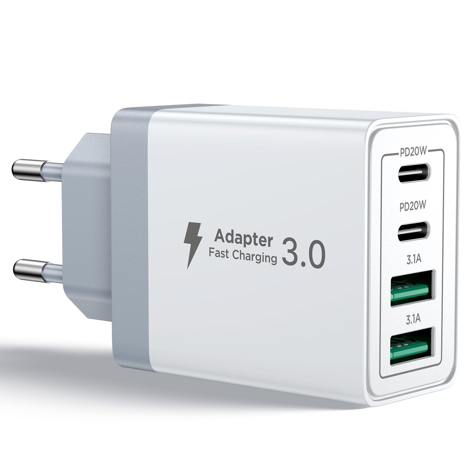 Aioneus Chargeur USB C, 40W 4 Port Prise USBC Chargeur Rapide iPhone, Multi Sect