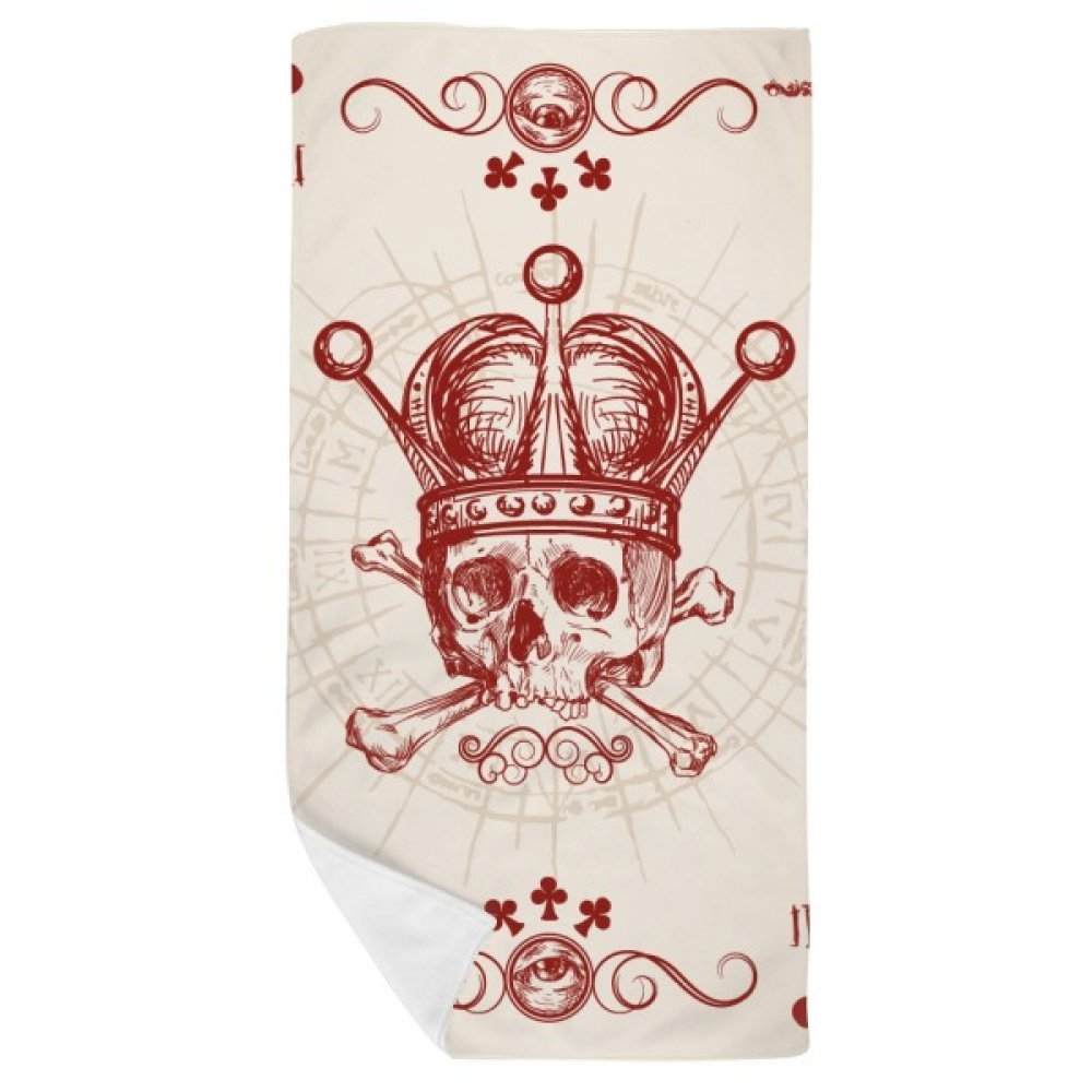 Serviette de bain doux motif poker avec squelette rouge, gant de toilette multicolor 35x70cm
