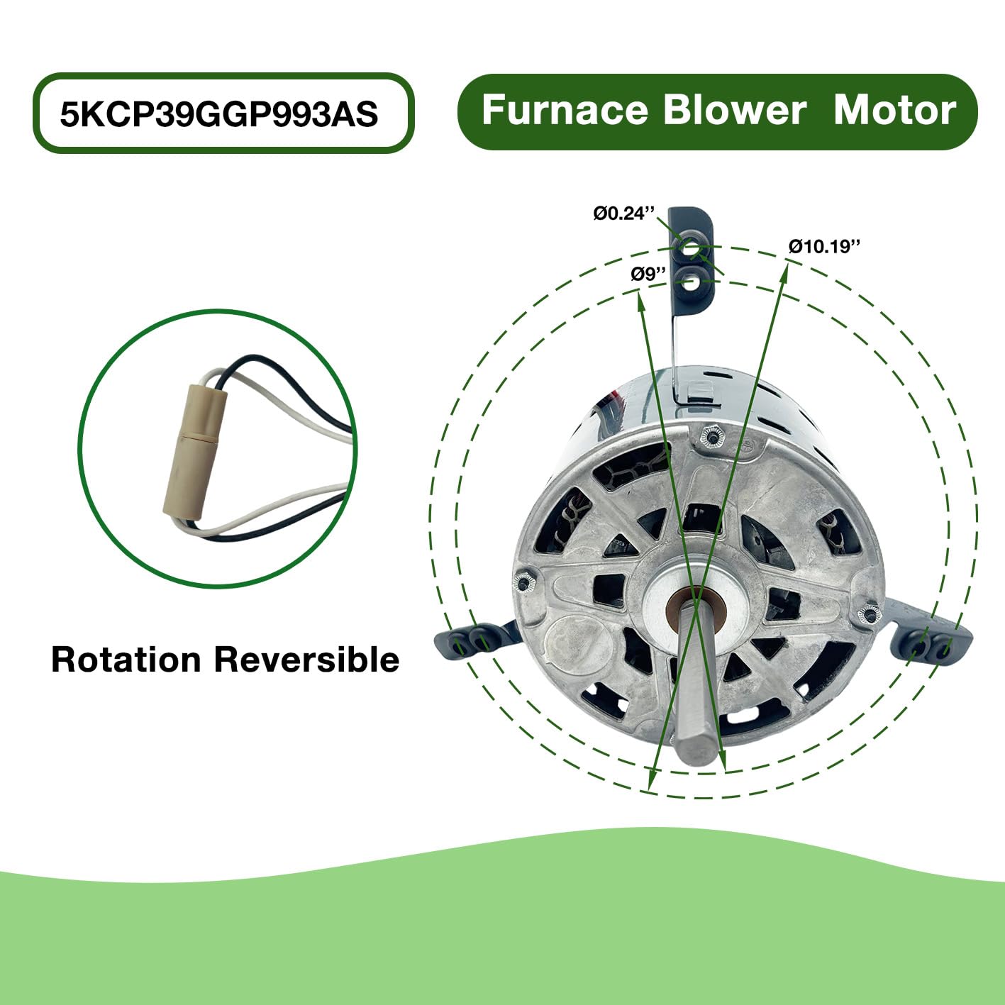 5KCP39GGP993AS 1/3HP 208-230V 1075RPM Blower Motor Replaces GE genteq 5KCP39GGY923S 3S009 Compatible with Goodman Furnace BT1340027 11091205 B13400312 Dayton 6DLN0 US Motors K55HXRCL-1854