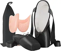 Sapatilhas de balé para meninas e mulheres com biqueira e bolsa de malha