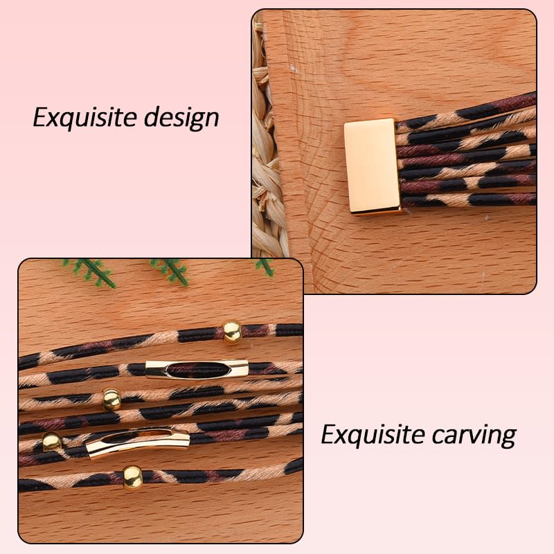 YALLNASL Vintage Boho Leopard Cow Bracelet for Women Y2k Leopard Print Bangle Bracelets for Women Trendy Adjustable Bracelet Bangles2