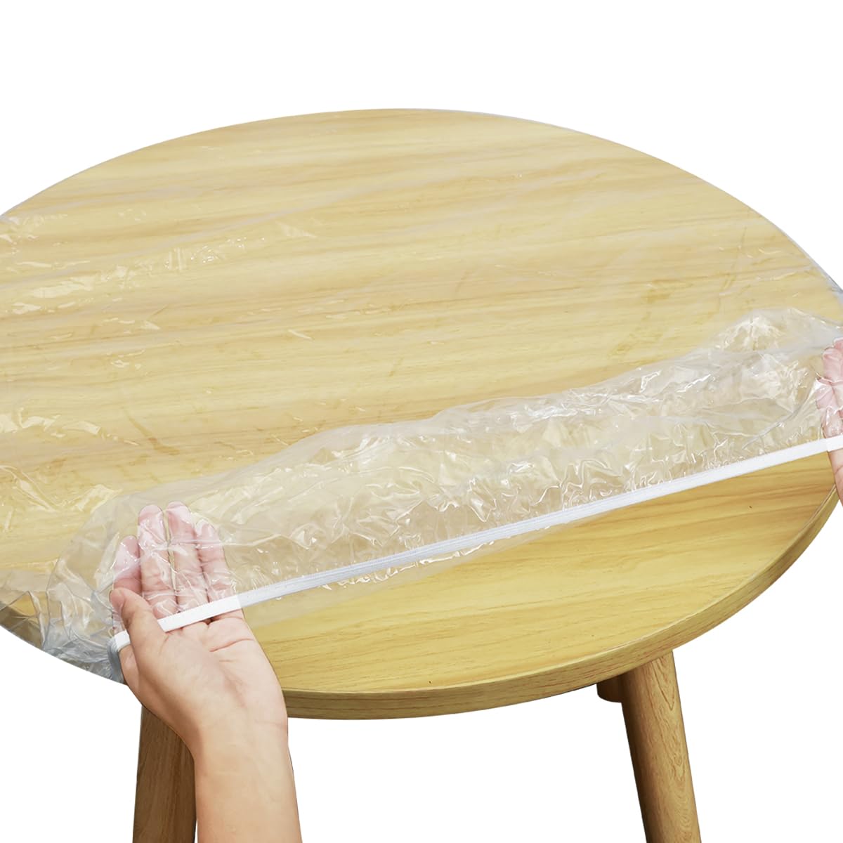 Tovaglia Rotonda Trasparente In PVC Con Elastico - Impermeabile, Diametro 112-140 Cm - 3