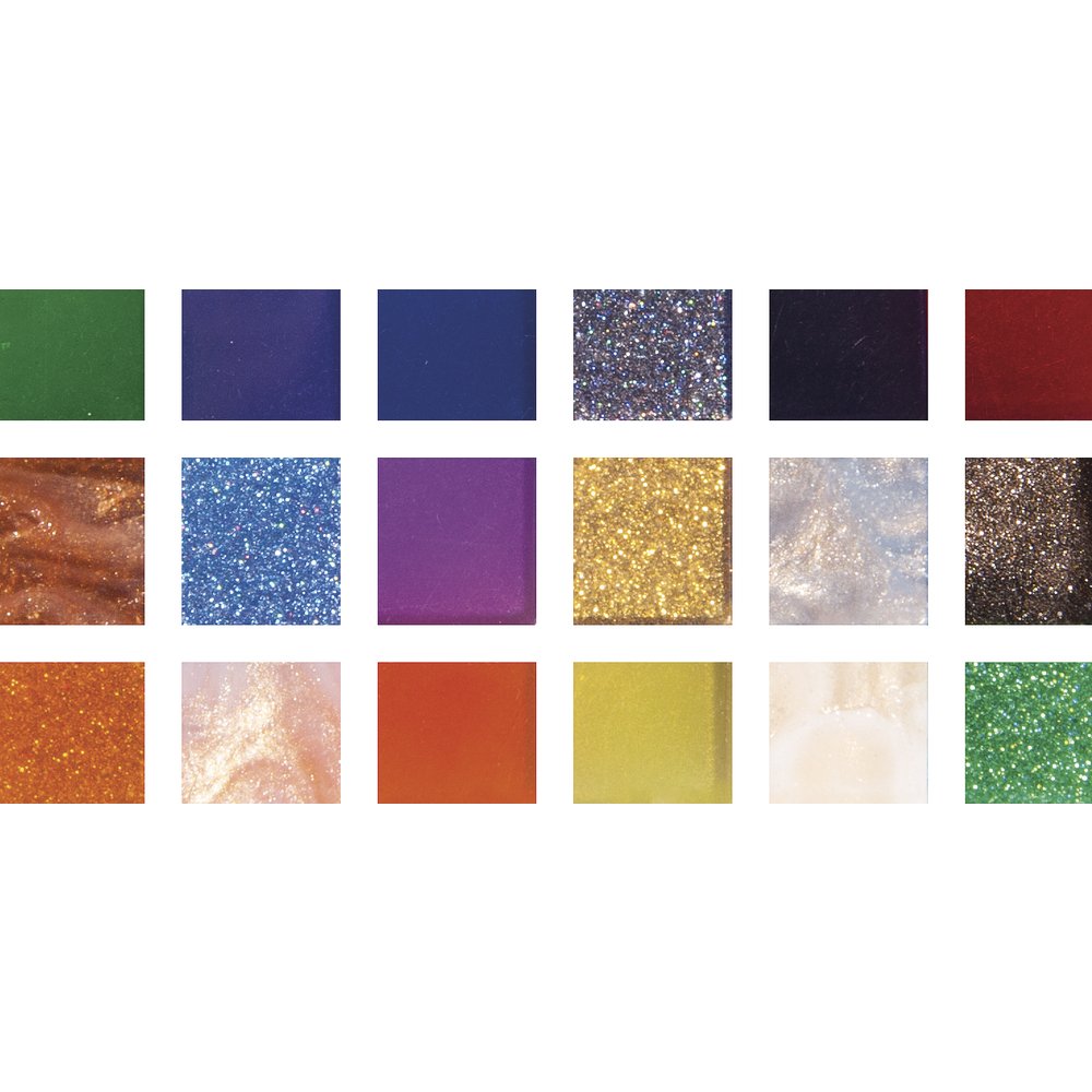 Rayher 14792999 Tessere Per Mosaico In Acrilico, Quadrati, Formato 1 X 1cm, 300G, Trasparente, Colori Misti, Per Lavori Creativi E Fai-Da-Te, Interni Ed Esterni