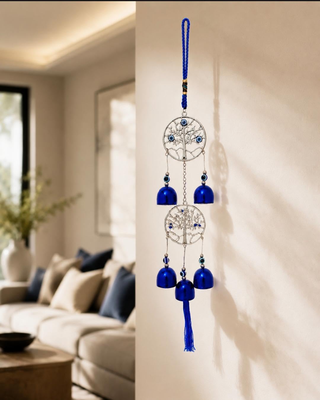 Evil Eye Hanging Bell Wind Chime for Home Decor | Tree of Life Protection Charm | Feng Shui Lucky Wall Hanging for Car Door Office Bedroom Living Room | Positive Energy Gift-image-7