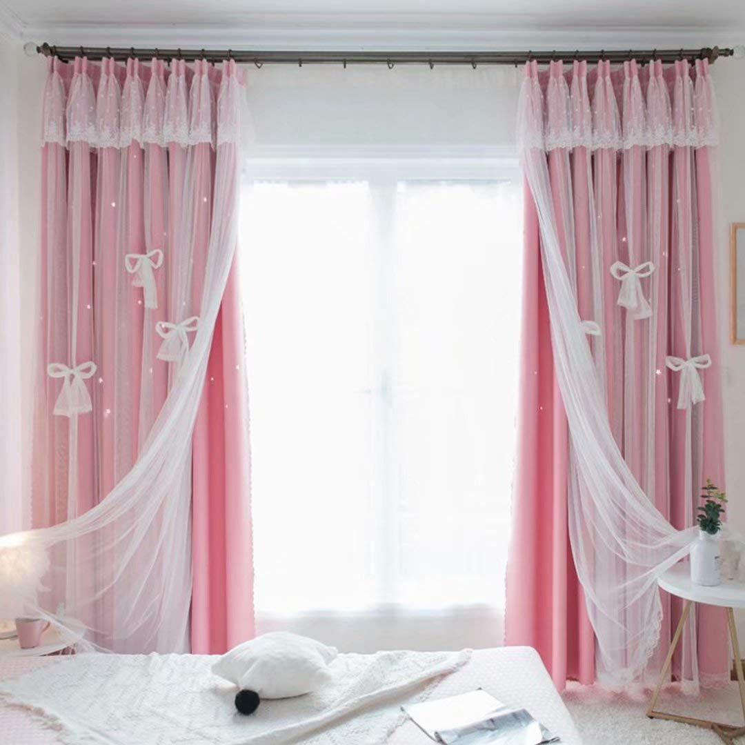 Amazon | 姫系 カーテン 遮光カーテン 両開き 可愛い 星柄