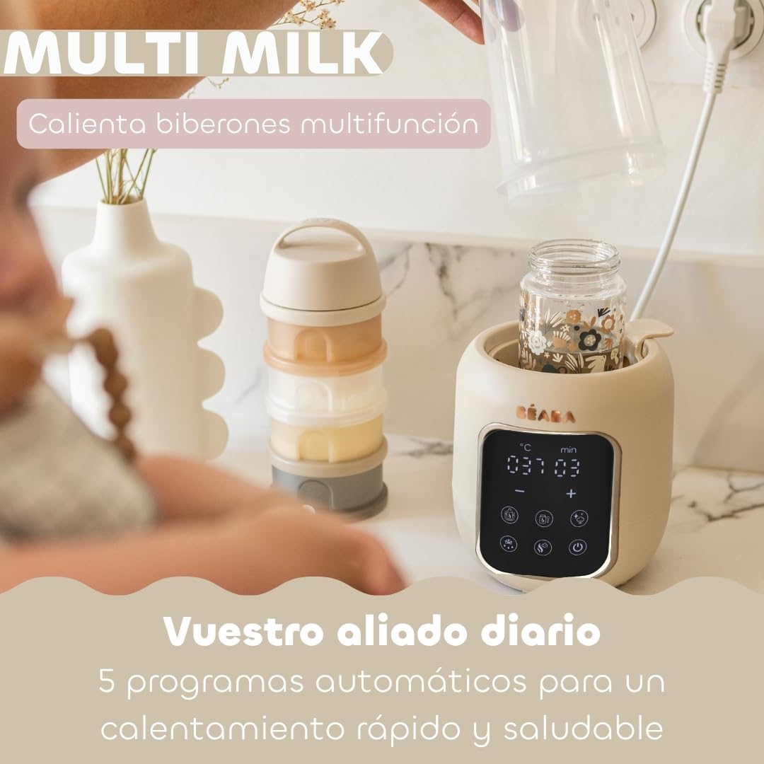 BÉABA, Calentador de biberones/esterilizador, Calentador de leche materna/infantil, Multifunción: 5 modos:Baño María, Calentador de potitos, Descongelación, Rápido, Esterilización, Multi Milk, Arcilla