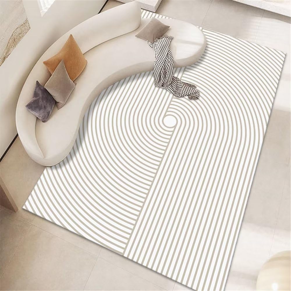 Tapis salon gris à rayures géométriques pour chambre 60x90cm
