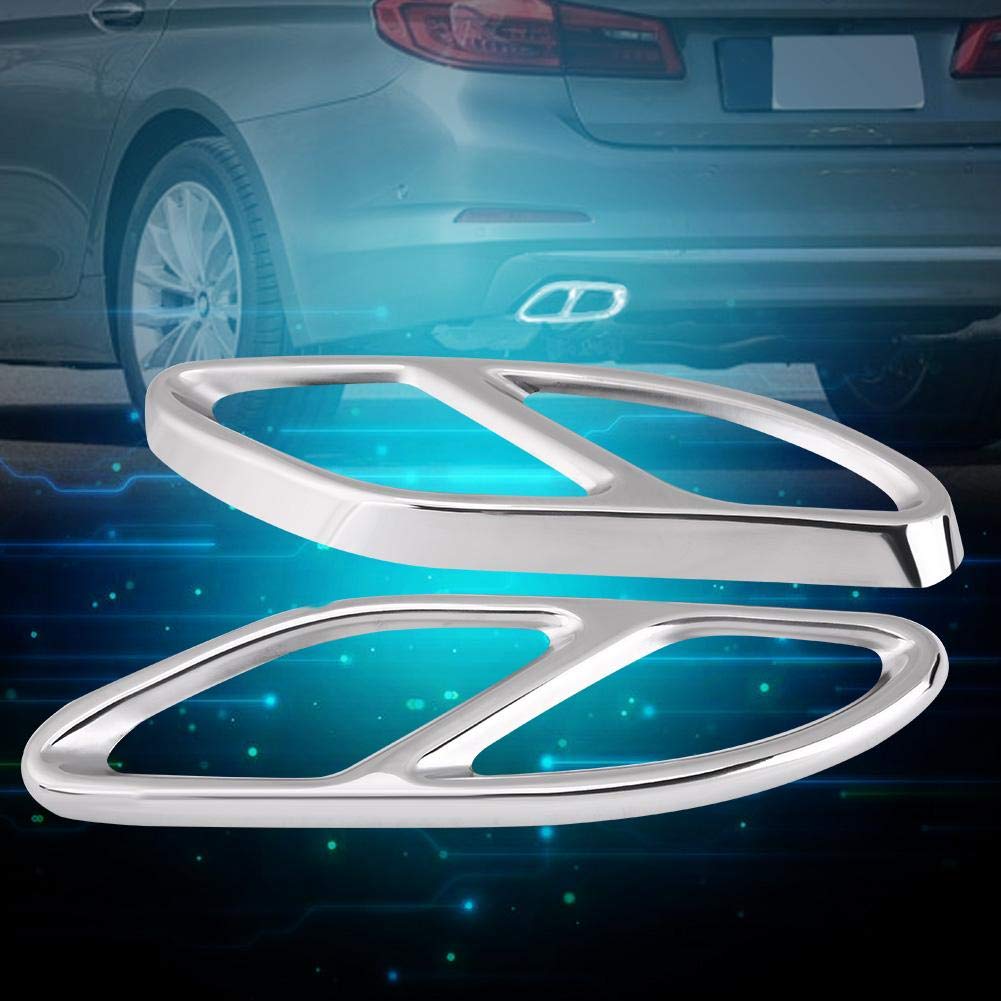 Delaman Terminale del Tubo di Scarico Trim Trim Argento per Mercedes Benz GLC C E-Class C207 Coupe 14-17 1 paio ferri circolari legno (Colore : Argento)